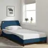 Image de Cadre De Lit Avec Tête De Lit Dover Bleu 100x200cm Tissu Vidaxl