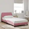 Image de Cadre De Lit Avec Tête De Lit Dover Rose 100x200cm Velours Vidaxl