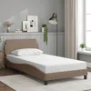Image de vidaXL Cadre de Lit avec Tête de Lit Lit Rembourré avec Sommier à Lattes Lit Simple avec Pied Chambre Cappuccino 100x200 373142