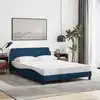 Image de Cadre De Lit Avec Tête De Lit Dover Bleu 120x200cm Tissu Vidaxl