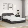 Image de vidaXL Cadre de Lit avec Tête de Lit Lit Rembourré avec Sommier à Lattes Lit Double avec Pied Chambre Gris 120x200 cm 373161