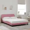 Image de Cadre De Lit Avec Tête De Lit Dover Rose 140x190cm Velours Vidaxl