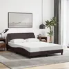 Image de vidaXL Cadre de Lit avec Tête de Lit Lit Rembourré avec Sommier à Lattes Lit Double avec Pied Chambre à Coucher Marron 373188