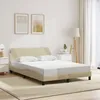 Image de vidaXL Cadre de Lit avec Tête de Lit Lit Rembourré avec Sommier à Lattes Lit Double avec Pied Chambre à Coucher Crème 373190