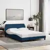 Image de Cadre De Lit Avec Tête De Lit Dover Bleu 140x200cm Tissu Vidaxl