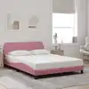 Image de Cadre De Lit Avec Tête De Lit Dover Rose 140x200cm Velours Vidaxl