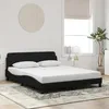 Image de vidaXL Cadre de Lit avec Tête de Lit Lit Rembourré avec Sommier à Lattes Lit Double avec Pied Chambre à Coucher Noir 373214