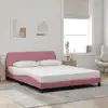Image de Cadre De Lit Avec Tête De Lit Dover Rose 160x200cm Velours Vidaxl