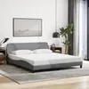 Image de vidaXL Cadre de Lit avec Tête de Lit Lit Rembourré avec Sommier à Lattes Lit Double avec Pied Chambre à Coucher Gris 373225