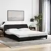 Image de Cadre De Lit Dover Noir 180x200 Cm Tissu Vidaxl