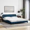 Image de Cadre De Lit Avec Tête De Lit Dover Bleu 180x200cm Tissu Vidaxl