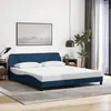 Image de vidaXL Cadre de Lit avec Tête de Lit Lit Rembourré avec Sommier à Lattes Lit Double avec Pied Chambre à Coucher Bleu 180 373231