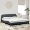 Image de vidaXL Cadre de Lit avec Tête de Lit Lit Rembourré avec Sommier à Lattes Lit Double avec Pied Chambre à Coucher Gris 373233