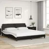 Image de vidaXL Cadre de Lit et Tête de Lit Lit Rembourré avec Sommier à Lattes Lit Double avec Pied Chambre à Coucher Noir et 373243