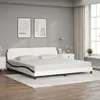 Image de vidaXL Cadre de lit Dover blanc et noir 200x200 cm similicuir 373264