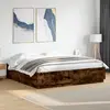 Image de Cadre De Lit Avec Led Sans Matelas Chêne Fumé 200x200 Cm Vidaxl