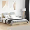 Image de vidaXL Cadre de Lit avec Tête de Lit Lit Double avec Sommier à Lattes Lit Adulte de Chambre Moderne Chêne Sonoma 135x190