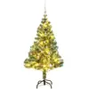 Image de Sapin De Noël Artificiel 150 Led&boules&neige Floquée 120 Cm Vidaxl