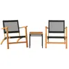 Image de Ensemble De Bistro 3 Pcs Noir Résine Tressée Et Bois D'acacia Vidaxl