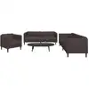 Image de Ensemble De Canapés 3 Pcs Marron Foncé Tissu Vidaxl