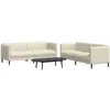Image de Ensemble De Canapés 2 Pcs Crème Tissu Vidaxl