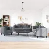 Image de Ensemble De Canapés 3 Pcs Avec Coussins Gris Foncé Velours Vidaxl