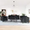 Image de Ensemble De Canapés 3 Pcs Avec Coussins Noir Velours Vidaxl