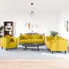 Image de Ensemble De Canapés 3 Pcs Avec Coussins Jaune Velours Vidaxl