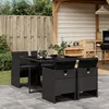 Image de vidaXL Ensemble à manger de jardin coussins 5pcs Noir Résine tressée 3210535