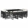 Image de Vidaxl ensemble à manger de jardin 11 pcs coussins noir résine tressée