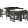 Image de Vidaxl ensemble à manger de jardin coussins 5pcs noir résine tressée