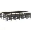 Image de Ensemble À Manger De Jardin 13 Pcs Coussins Noir Résine Tressée Vidaxl