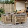 Image de vidaXL Ensemble à Manger de Jardin avec Coussins 9 pcs Table et Chaises à Dossier Rabattable Meubles dExtérieur Patio 3211020