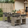 Image de vidaXL Ensemble à Manger de Jardin avec Coussins 5 pcs Chaises à Manger avec Accoudoirs Ensemble de Meubles avec Table 3211076