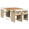 Image de Vidaxl ensemble à manger de jardin avec coussins 5pcs beige poly rotin
