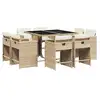 Image de Vidaxl ensemble à manger de jardin et coussins 9 pcs beige poly rotin