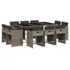 Image de Vidaxl ensemble à manger de jardin 11pcs avec coussins gris poly rotin