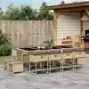 Image de Ensemble À Manger De Jardin Coussins 13 Pcs Mélange Beige Rotin Vidaxl