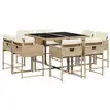 Image de Vidaxl ensemble à manger de jardin et coussins 9 pcs beige poly rotin