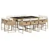 Image de Vidaxl ensemble à manger de jardin et coussins 11 pcs beige poly rotin