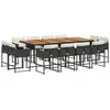 Image de Vidaxl ensemble à manger de jardin 13 pcs coussins noir résine tressée
