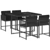 Image de Vidaxl ensemble à manger de jardin coussins 5pcs noir résine tressée