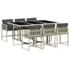 Image de Vidaxl ensemble à manger de jardin et coussins 7 pcs gris clair rotin