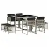 Image de Vidaxl ensemble à manger de jardin et coussins 9 pcs gris clair rotin