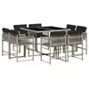 Image de Vidaxl ensemble à manger de jardin et coussins 9 pcs gris clair rotin