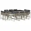 Image de Vidaxl ensemble à manger de jardin 11pcs avec coussins gris poly rotin