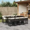 Image de vidaXL Ensemble à manger de jardin 9pcs coussins noir résine tressée 3211638
