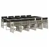 Image de Vidaxl ensemble à manger de jardin 11pcs avec coussins gris poly rotin