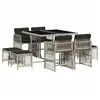 Image de Vidaxl ensemble à manger de jardin et coussins 9 pcs gris clair rotin