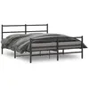 Image de Cadre De Lit Métal Sans Matelas Avec Pied De Lit Noir 160x200cm Vidaxl
